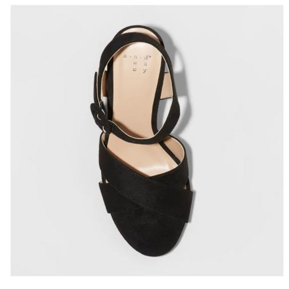 Black Crossband Platform Ankle Strap Heels-8/9.5 - Picture 3 of 4